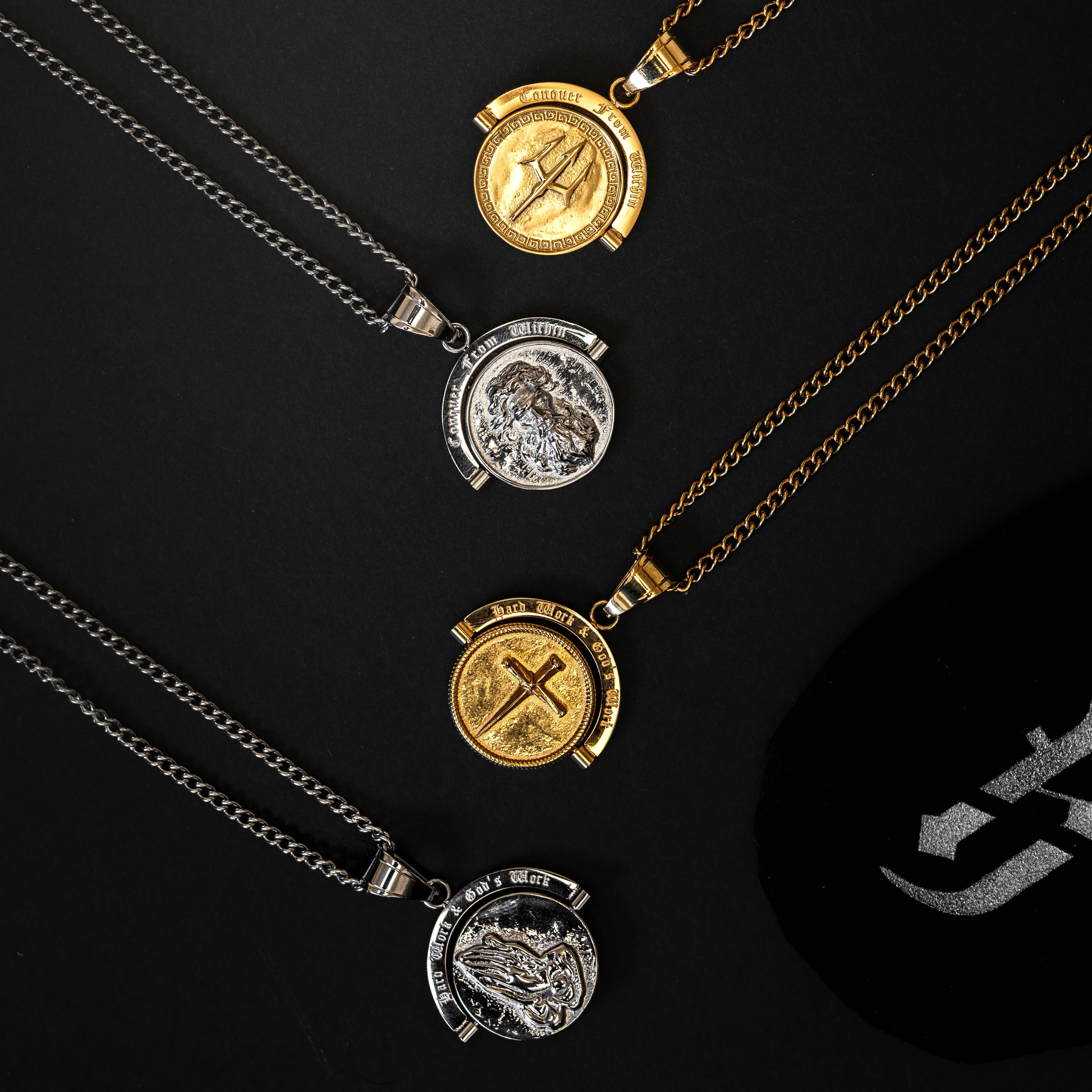 Trident Conquer From Within Double Sided Pendant - Image 4